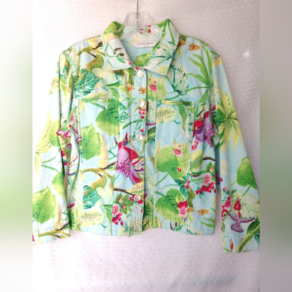 Floral Denim Jean Jacket by Draper's & Damon's Petite Medium Chest 36"